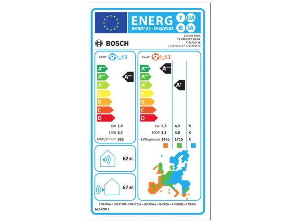 Klima BOSCH Climate 3000i BAC3I-2432IA/inverter/WiFi Ready/A++/A+/R32/24000BTU/bela - Image 2